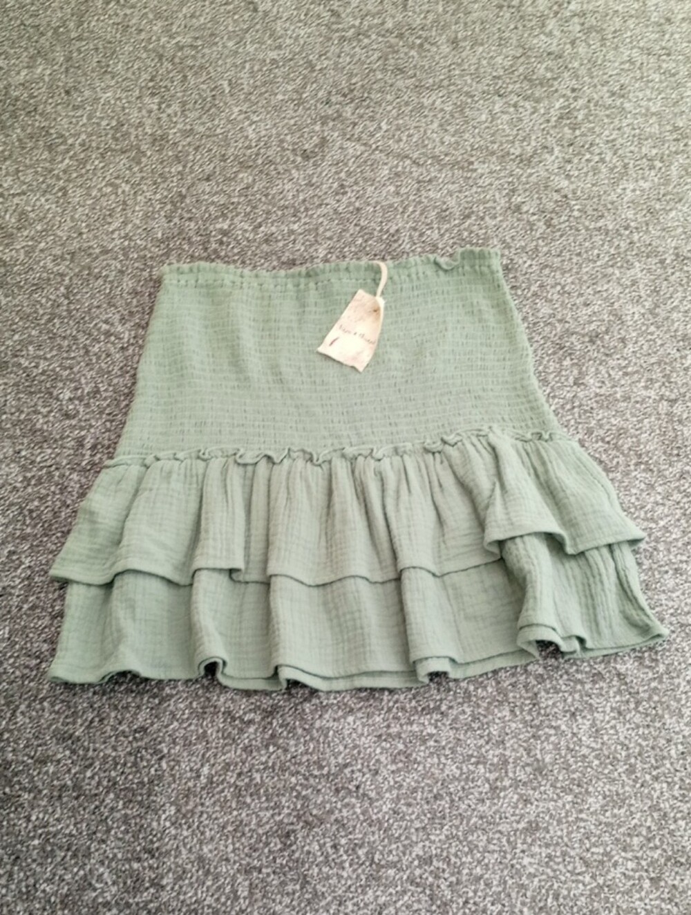 Hem & Thread Sage Green Ruffled Mini Skirt